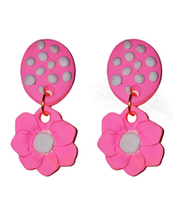 Handmade Pink Floral Statement Earrings