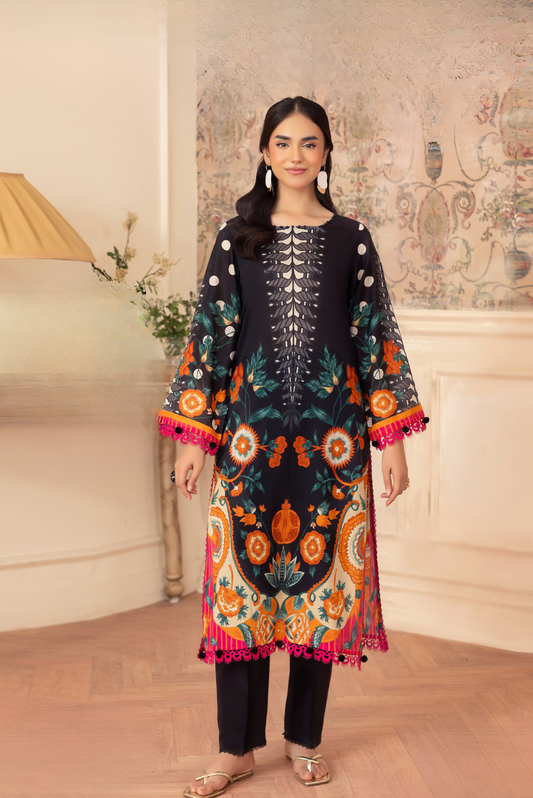 Modern Black Kurta with Festive Detailing