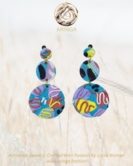 Boho Chic Triple Drop Clay Earrings – Handcrafted Elegance